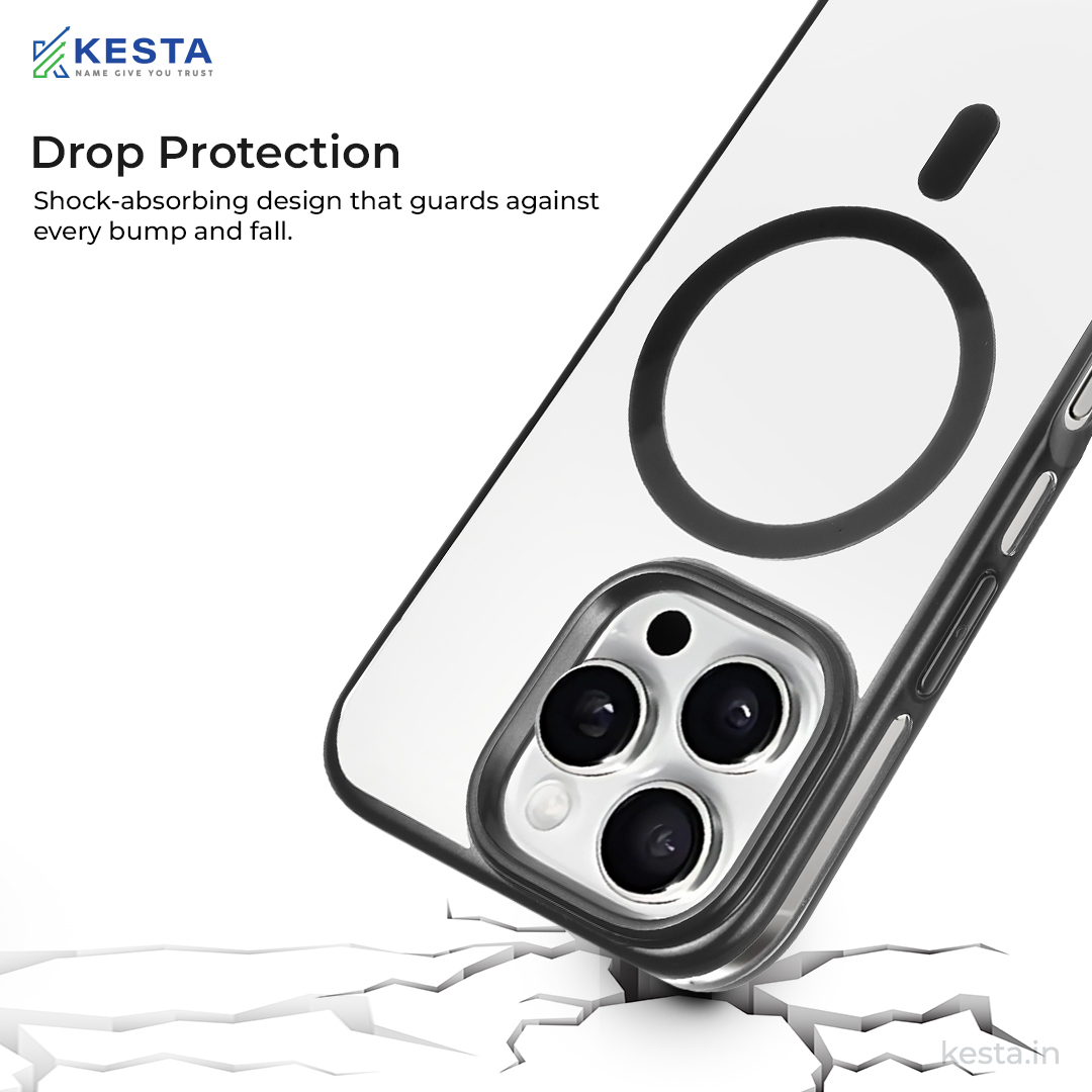 iPhone 16 Pro Cover - Notify Popup Black Transparent Case (Camera Sink Protection & Wireless Charging Optimized)